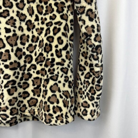 Solution Womens 1/4 Zip Pullover Fleece Top Long Sleeve Multicolor Cheetah Small - Picture 4 of 8